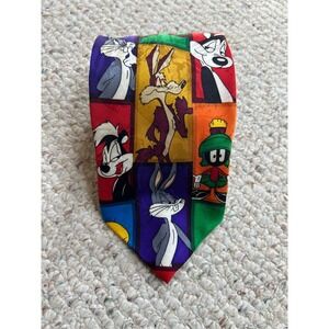Vintage 1993 Looney Tunes Characters Tie Cartoon‎ Print Novelty Collectible
